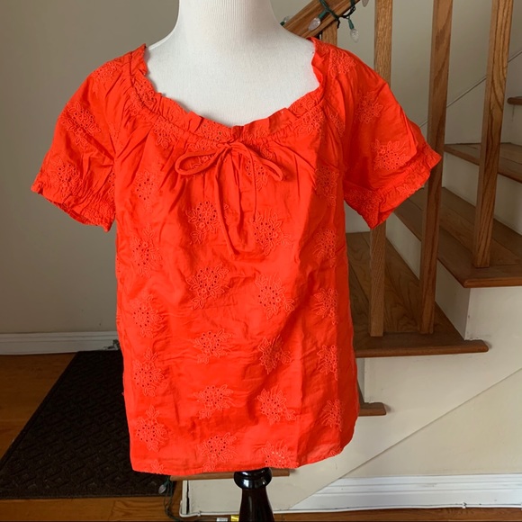 NWT$88 J. Crew floral eyelet square neck top S - Picture 2 of 7